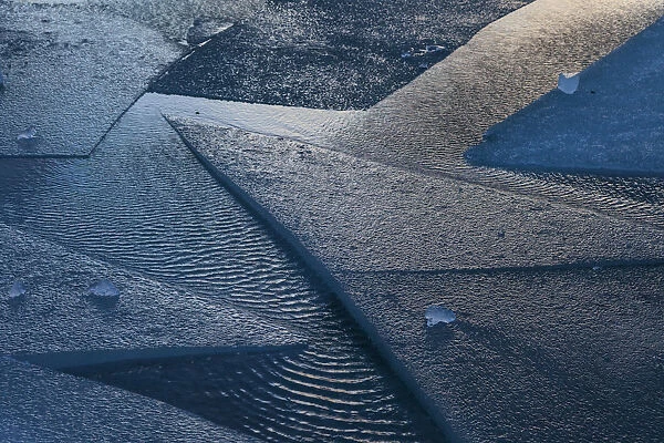 Broken ice abstract, Jokulsarlon glacier lagoon. Southern Iceland, Iceland, Europe