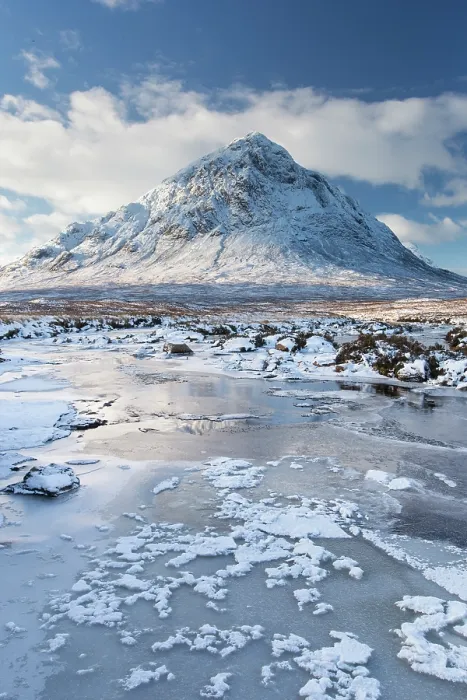 Framed Print : Buacaille Etive Mor and River Etive in winter, Rannoch Moor, Glencoe, Scotland, UK.December Framed Print : Buacaille Etive Mor and River Etive in winter, Rannoch Moor, Glencoe, Scotland, UK.December