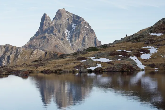 Framed Print : Chamois (Rupicapra pyrenaica) standing alone on mountainside next to lake with the peak of the Midi d´Ossau in Pyrennes National Park, France in background, Anayet Lakes Framed Print : Chamois (Rupicapra pyrenaica) standing alone on mountainside next to lake with the peak of the Midi d´Ossau in Pyrennes National Park, France in background, Anayet Lakes
