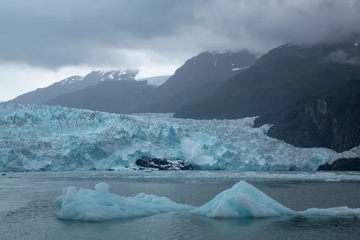 Framed Print : Chenega Glacier flowing into Nassau Fjord, Prince William Sound, Alaska, USA. July Framed Print : Chenega Glacier flowing into Nassau Fjord, Prince William Sound, Alaska, USA. July