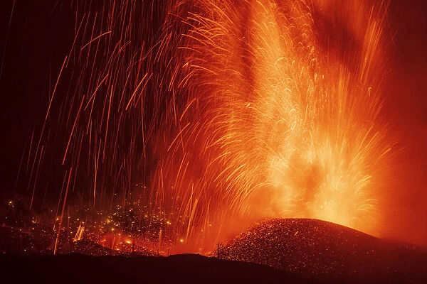 Close up lava from volcanic eruption, Cumbre Vieja Volcano, La Palma, Canary Islands. September 2021