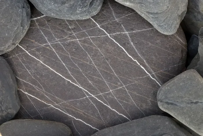 Framed Print : Close-up of stone with white lines on it, Alentejo, Natural Park of South West Alentejano