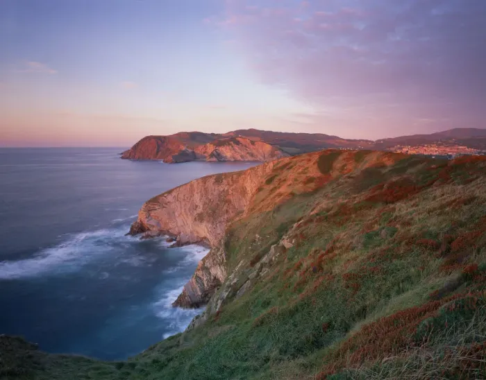 Framed Print : Coast near Barrika and Plentzia at sunset, Basque country, Bay of Biscay, Spain