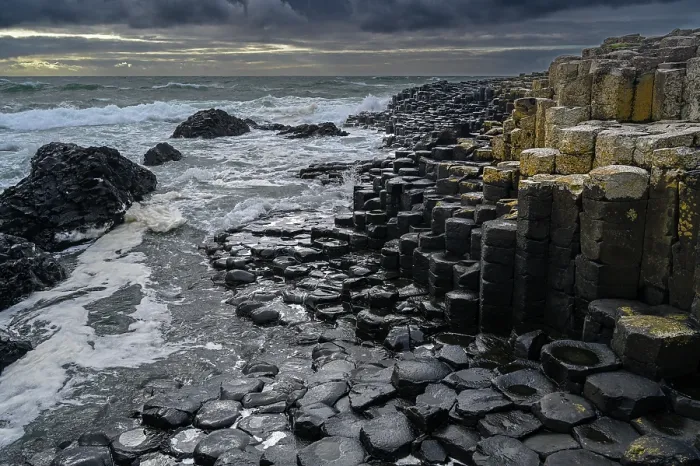 Framed Print : Coastal basalt landscape, Giant's Causeway, UNESCO World Heritage Site, County Antrim, Northern Ireland, UK. June, 2022 Framed Print : Coastal basalt landscape, Giant's Causeway, UNESCO World Heritage Site, County Antrim, Northern Ireland, UK. June, 2022