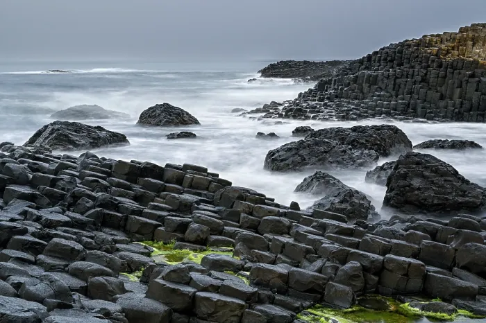 Framed Print : Coastal basalt landscape, Giant's Causeway, UNESCO World Heritage Site, County Antrim, Northern Ireland, UK. June, 2022 Framed Print : Coastal basalt landscape, Giant's Causeway, UNESCO World Heritage Site, County Antrim, Northern Ireland, UK. June, 2022