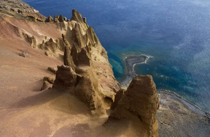 Framed Print : Coastal cliffs, Deserta Grande, Desertas Islands, Madeira, Portugal, August 2009