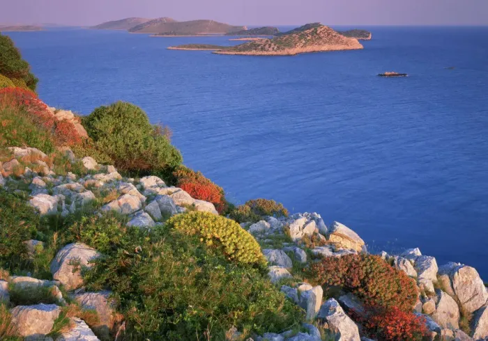 Framed Print : Coastal landscape, Kornati National Park, Mana Island, Croatia, May 2009 Framed Print : Coastal landscape, Kornati National Park, Mana Island, Croatia, May 2009