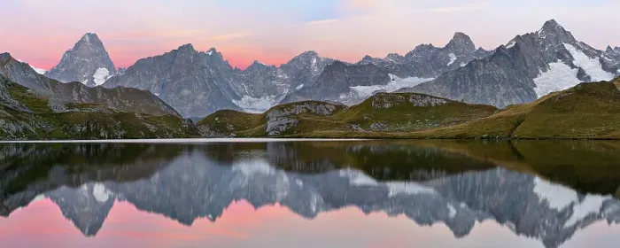 Framed Print : Colourful pink sky at dawn reflected in Fenetre Lake / Lac de Fenetre in Swiss Alps, 2456 m above sea level. Mont Blanc, Grande Jorasses, Aiguille du Talefre, Aiguille du Triolet and Mont Dolent in Ferret Valley (Val Ferret) beyond Framed Print : Colourful pink sky at dawn reflected in Fenetre Lake / Lac de Fenetre in Swiss Alps, 2456 m above sea level. Mont Blanc, Grande Jorasses, Aiguille du Talefre, Aiguille du Triolet and Mont Dolent in Ferret Valley (Val Ferret) beyond