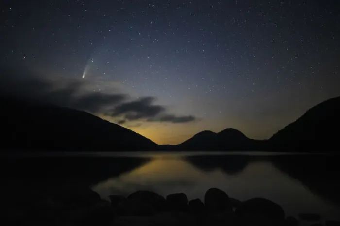 Framed Print : Comet Neowise over Jordan Pond, Acadia National Park, Maine, USA. July, 2020 Framed Print : Comet Neowise over Jordan Pond, Acadia National Park, Maine, USA. July, 2020