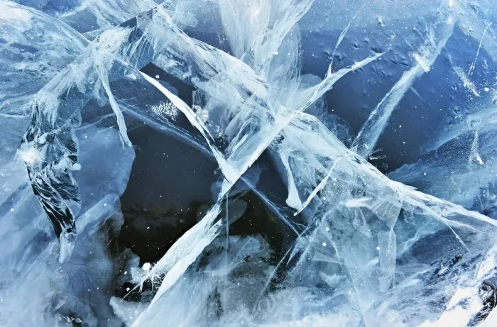 Framed Print : Cracks in the ice of Lake Baikal, Siberia, Russia, March