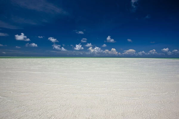 Crystal clear shallows under a blue sky. Exumas, Bahamas, Caribbean, June 2009