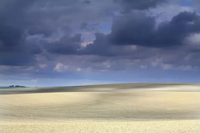 Framed Print : Cultivated fields with dark storm clouds, Dos Hermanas, Seville, Spain