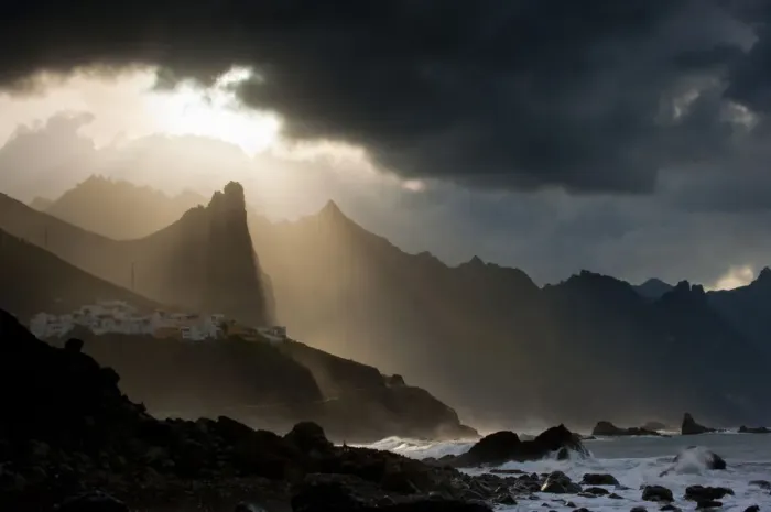 Framed Print : Dramatic light on Benijo Beach. Anaga Peninsula, Tenerife, Canary Islands, February 2011 Framed Print : Dramatic light on Benijo Beach. Anaga Peninsula, Tenerife, Canary Islands, February 2011