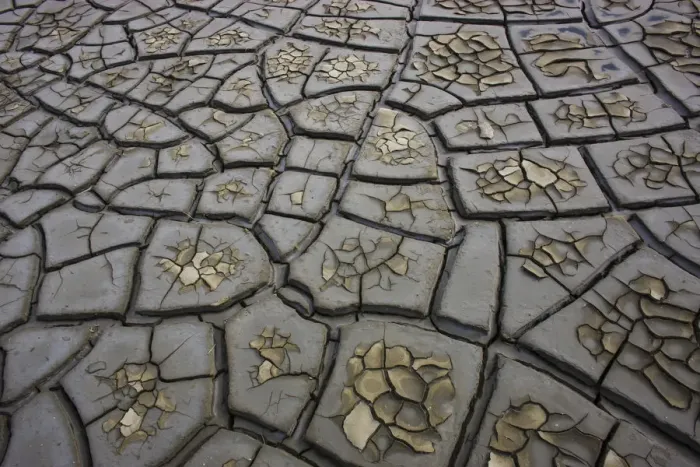 Framed Print : Drought patterns in muddy soil, Camargue, France, May 2009