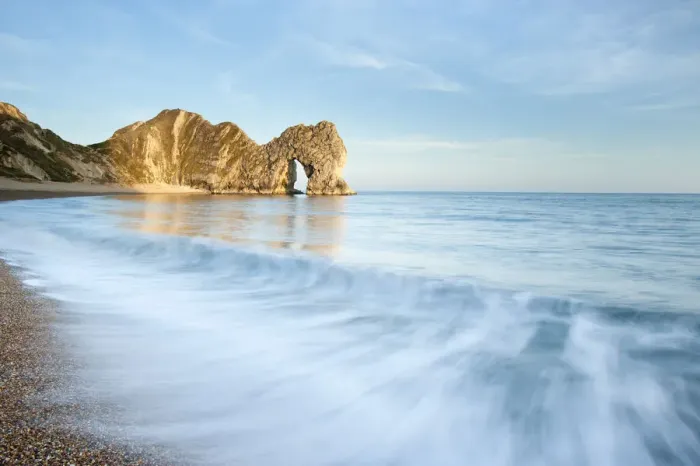 Framed Print : Durdle Door rock arch, evening light, near Lulworth, Dorset, England, UK. April 2010 Framed Print : Durdle Door rock arch, evening light, near Lulworth, Dorset, England, UK. April 2010