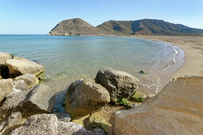 Framed Print : El Playazo beach and volcanic Punta de la Polacra headland in the background, Rodalquilar, Cabo de Gata-Nijar Natural Park, Almeria, Spain. March, 2024 Framed Print : El Playazo beach and volcanic Punta de la Polacra headland in the background, Rodalquilar, Cabo de Gata-Nijar Natural Park, Almeria, Spain. March, 2024
