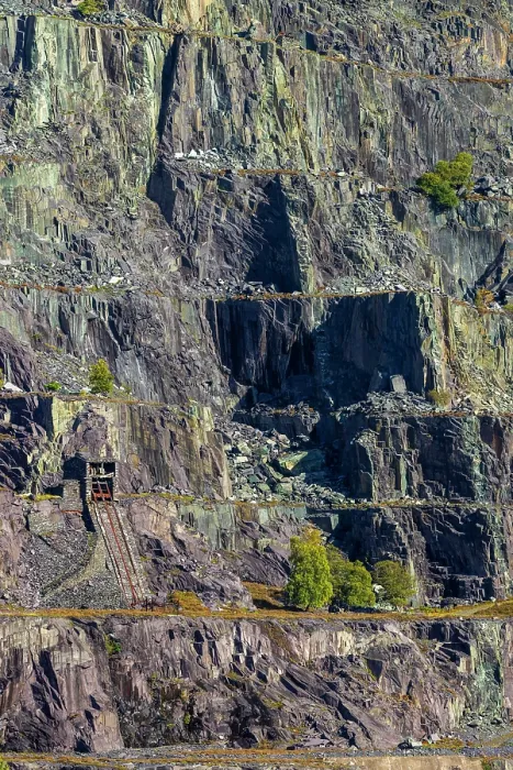 Framed Print : Gallery workings and inclines at Dinorwig Quarry, a disused slate quarry, UNESCO World Heritage Site, Snowdonia / Eryri National Park, Llanberis, Wales, UK. October, 2022 Framed Print : Gallery workings and inclines at Dinorwig Quarry, a disused slate quarry, UNESCO World Heritage Site, Snowdonia / Eryri National Park, Llanberis, Wales, UK. October, 2022