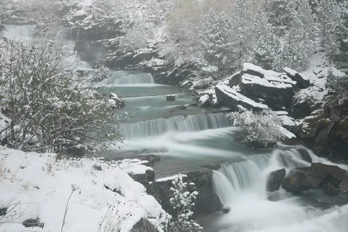 Framed Print : Gradas de Soaso waterfall on the Arazas river in winter, Ordesa National Park, Pyrenees, Spain. November, 2023 Framed Print : Gradas de Soaso waterfall on the Arazas river in winter, Ordesa National Park, Pyrenees, Spain. November, 2023