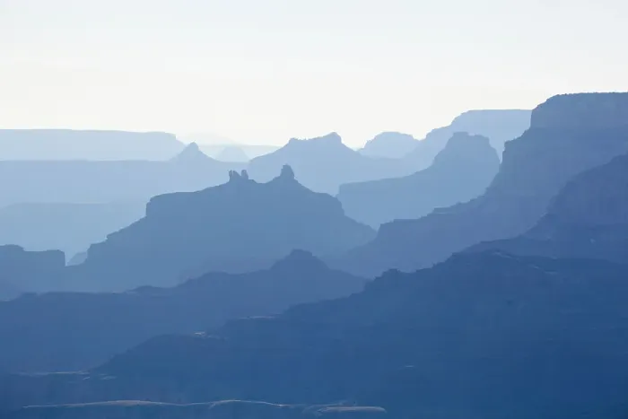 Framed Print : Grand Canyon at dusk, abstract hazy landscape, Arizona, USA, July Framed Print : Grand Canyon at dusk, abstract hazy landscape, Arizona, USA, July