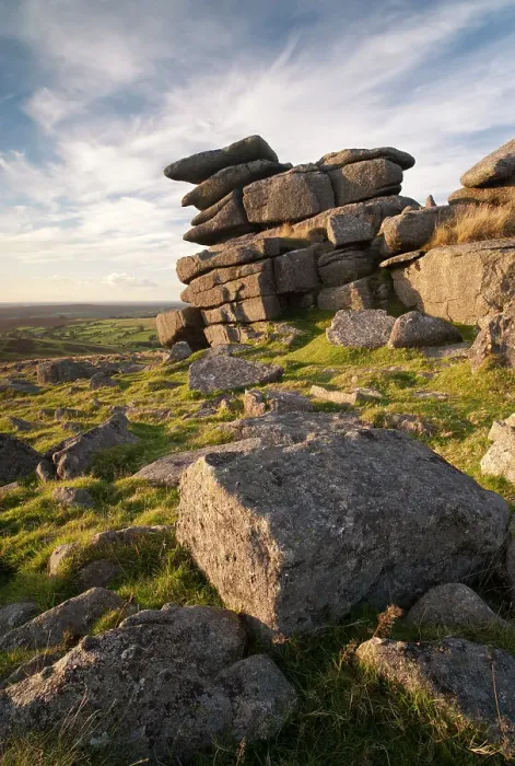 Framed Print : Great Staple Tor in evening light, Dartmoor, Devon, England, UK. September, 2010