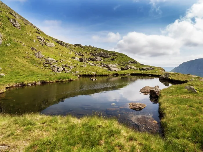Framed Print : Hard Tarn below Nethermost Pike in the Helvellyn range, Lake District, Cumbria, UK. June, 2023 Framed Print : Hard Tarn below Nethermost Pike in the Helvellyn range, Lake District, Cumbria, UK. June, 2023