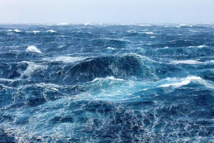 Framed Print : Heavy seas during force 10 storm in the roaring forties, viewed from aboard the Marion Dufresne (TAAF supply ship) en route between Crozet and Kerguelen