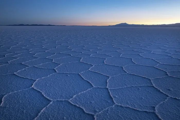 Framed Print : Hexagonal shapes on surface of salt flats pre-dawn, Salar de Uyuni, Altiplano, Potosi, Bolivia. September, 2024 Framed Print : Hexagonal shapes on surface of salt flats pre-dawn, Salar de Uyuni, Altiplano, Potosi, Bolivia. September, 2024