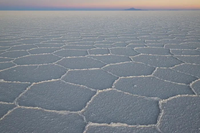 Framed Print : Hexagonal shapes on surface of salt flats at sunrise, Salar de Uyuni, Altiplano, Potosi, Bolivia. September, 2024 Framed Print : Hexagonal shapes on surface of salt flats at sunrise, Salar de Uyuni, Altiplano, Potosi, Bolivia. September, 2024