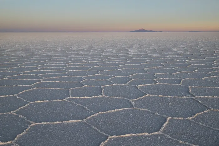 Framed Print : Hexagonal shapes on surface of salt flats at sunrise, Salar de Uyuni, Altiplano, Potosi, Bolivia. September, 2024 Framed Print : Hexagonal shapes on surface of salt flats at sunrise, Salar de Uyuni, Altiplano, Potosi, Bolivia. September, 2024