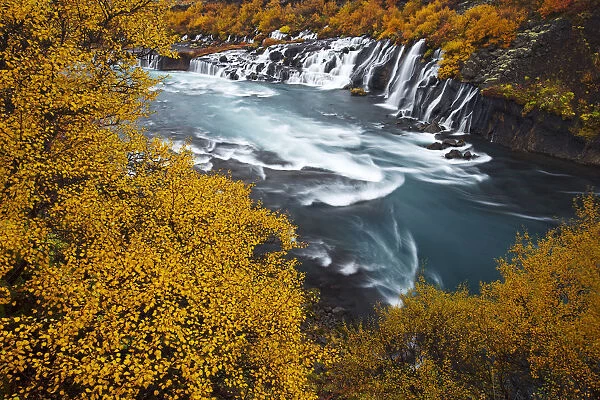 Hraunfossar waterfall in autumn, Iceland, September 2013