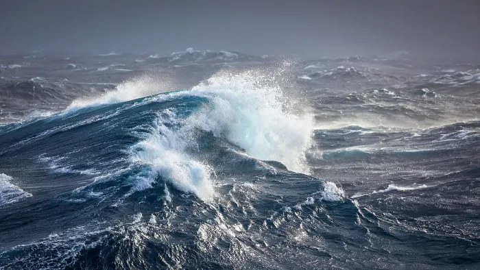 Framed Print : Huge 10m high waves during force 10 storm in the roaring forties, viewed from aboard the Marion Dufresne (TAAF supply ship) en route between Crozet and Kerguelen Framed Print : Huge 10m high waves during force 10 storm in the roaring forties, viewed from aboard the Marion Dufresne (TAAF supply ship) en route between Crozet and Kerguelen