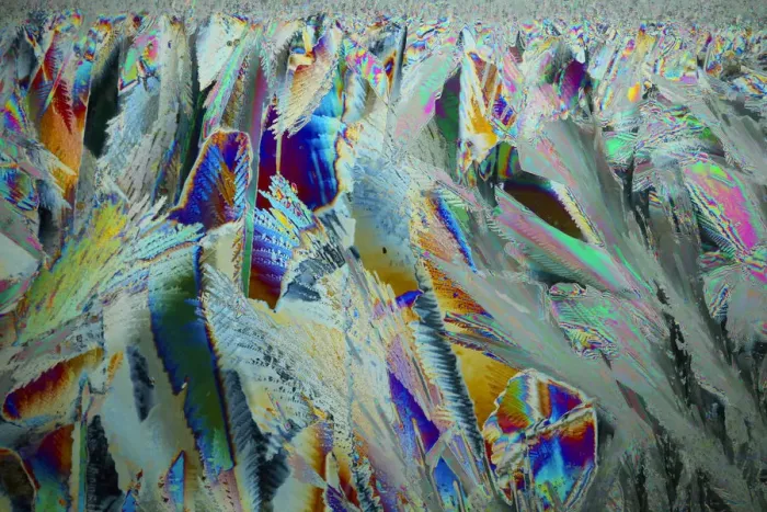 Framed Print : Ice crystals viewed by polarised light Framed Print : Ice crystals viewed by polarised light