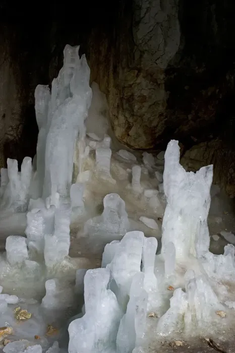Framed Print : Ice forming stalagmite structures in Ledena Pecina (an ice cave) inside Obla Glava Framed Print : Ice forming stalagmite structures in Ledena Pecina (an ice cave) inside Obla Glava