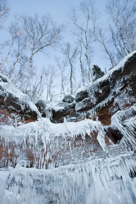 Framed Print : Icicles hanging from sandstone cliffs on shoreline, Apostle Islands National Lakeshore Framed Print : Icicles hanging from sandstone cliffs on shoreline, Apostle Islands National Lakeshore