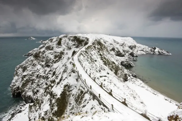 Framed Print : The isthmus between Greater and Little Sark, bound in snow Framed Print : The isthmus between Greater and Little Sark, bound in snow