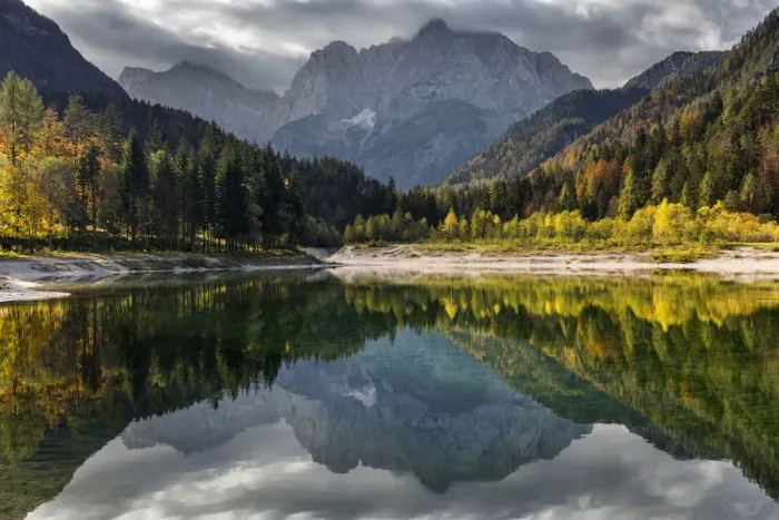 Framed Print : Jasna Lakes in autumn, Kranjska Gora, Julian Alps, Slovenia. October 2014 Framed Print : Jasna Lakes in autumn, Kranjska Gora, Julian Alps, Slovenia. October 2014