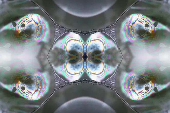 Framed Print : Kaleidoscope montage ofm patterns on soap bubble showing light interference patterns Framed Print : Kaleidoscope montage ofm patterns on soap bubble showing light interference patterns