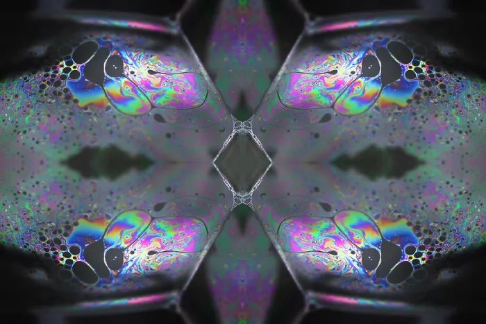 Framed Print : Kaleidoscope montage ofm patterns on soap bubble showing light interference patterns Framed Print : Kaleidoscope montage ofm patterns on soap bubble showing light interference patterns
