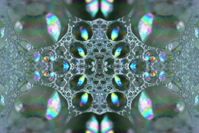 Framed Print : Kaleidoscope montage ofm patterns on soap bubble showing light interference patterns Framed Print : Kaleidoscope montage ofm patterns on soap bubble showing light interference patterns