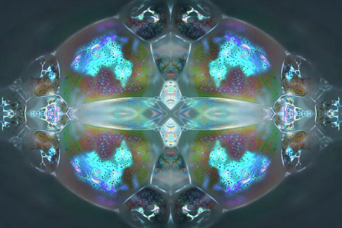 Framed Print : Kaleidoscope montage ofm patterns on soap bubble showing light interference patterns Framed Print : Kaleidoscope montage ofm patterns on soap bubble showing light interference patterns