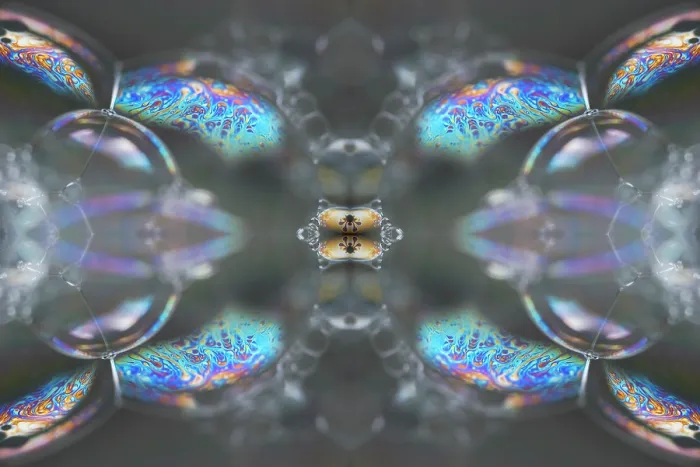 Framed Print : Kaleidoscope montage ofm patterns on soap bubble showing light interference patterns Framed Print : Kaleidoscope montage ofm patterns on soap bubble showing light interference patterns