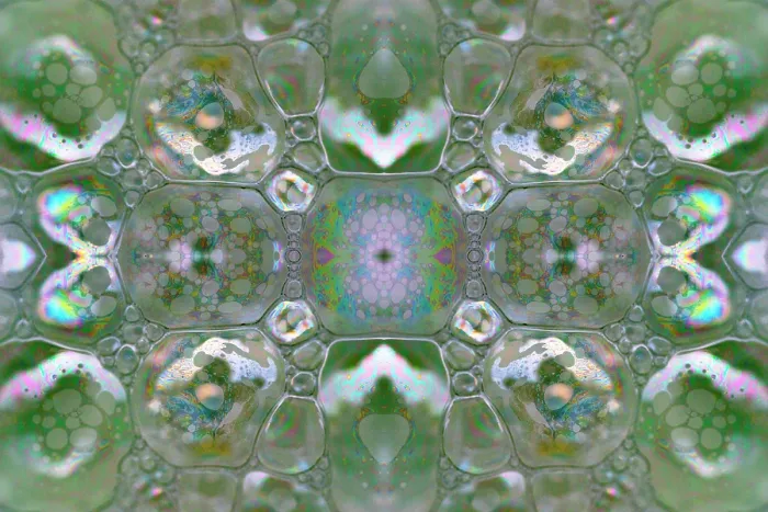 Framed Print : Kaleidoscope montage ofm patterns on soap bubble showing light interference patterns Framed Print : Kaleidoscope montage ofm patterns on soap bubble showing light interference patterns