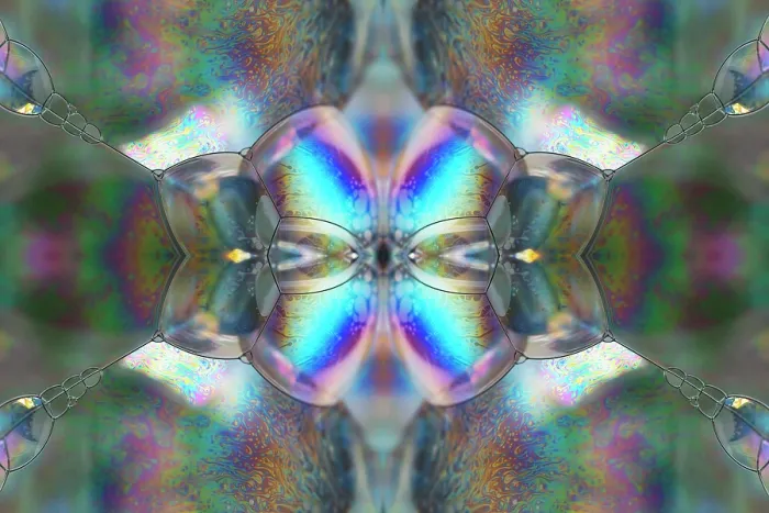 Framed Print : Kaleidoscope montage ofm patterns on soap bubble showing light interference patterns Framed Print : Kaleidoscope montage ofm patterns on soap bubble showing light interference patterns