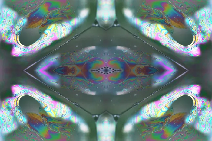 Framed Print : Kaleidoscope montage ofm patterns on soap bubble showing light interference patterns Framed Print : Kaleidoscope montage ofm patterns on soap bubble showing light interference patterns