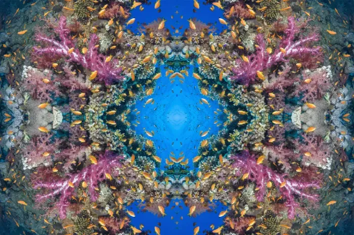 Framed Print : Kaleidoscopic image of soft coral (Dendronephthya sp Framed Print : Kaleidoscopic image of soft coral (Dendronephthya sp