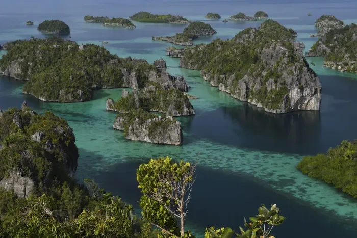 Framed Print : Karst islands in Misool archipelago, Raja Ampat, Western Papua, Indonesian New Guinea Framed Print : Karst islands in Misool archipelago, Raja Ampat, Western Papua, Indonesian New Guinea