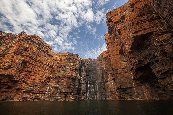 King George River iron stained sandstone cliffs, Kimberley, Western Australia