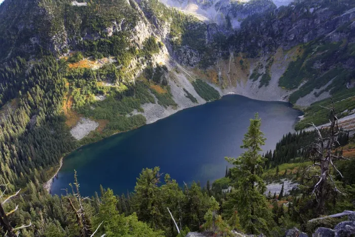 Framed Print : Lake Ann surrounded by Douglas firs (Pseudotsuga menziesii) Silver firs (Abies alba) Framed Print : Lake Ann surrounded by Douglas firs (Pseudotsuga menziesii) Silver firs (Abies alba)