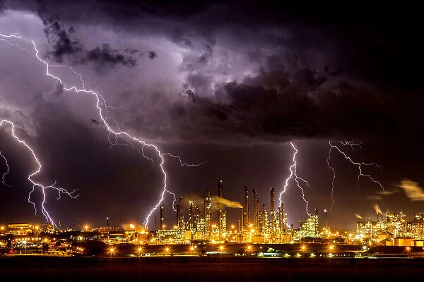 Lightning strike over South Africas largest coal processing plant