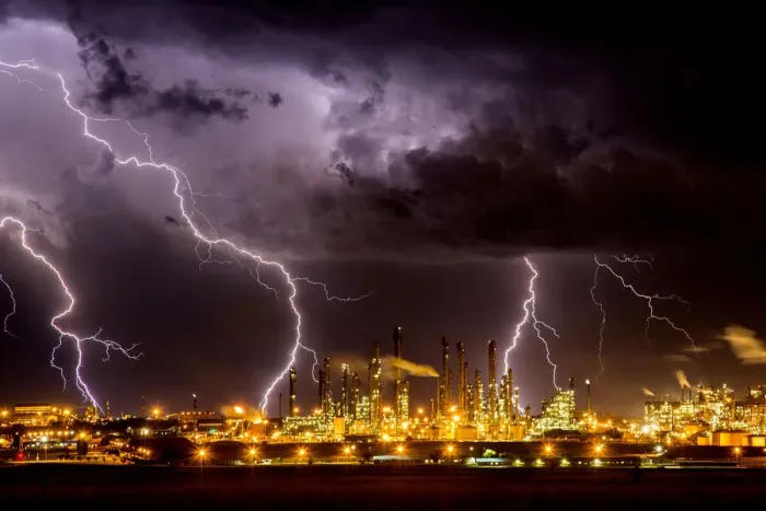 Framed Print : Lightning strike over South Africas largest coal processing plant Framed Print : Lightning strike over South Africas largest coal processing plant